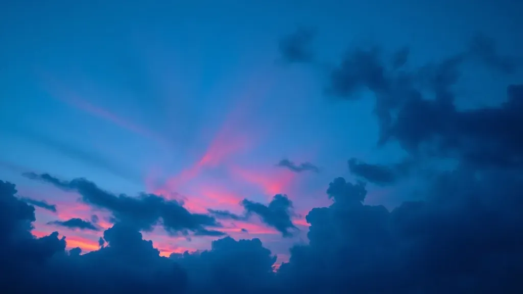 Cielo oscuro y dramático con nubes extrañas que sugieren un fenómeno acústico inexplicable, estilo cinematográfico.