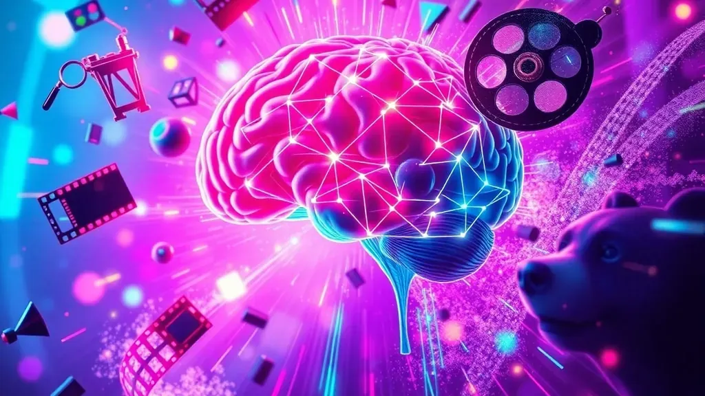 Imagen artística que representa el Efecto Mandela con un cerebro humano conectado a glitches digitales y elementos de la cultura pop desvaneciéndose en el aire.