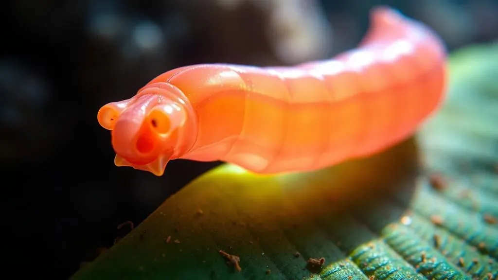 Un gusano plano llamado planaria nadando en agua, mostrando su cuerpo translúcido y capacidad de regeneración bajo una iluminación cinematográfica.