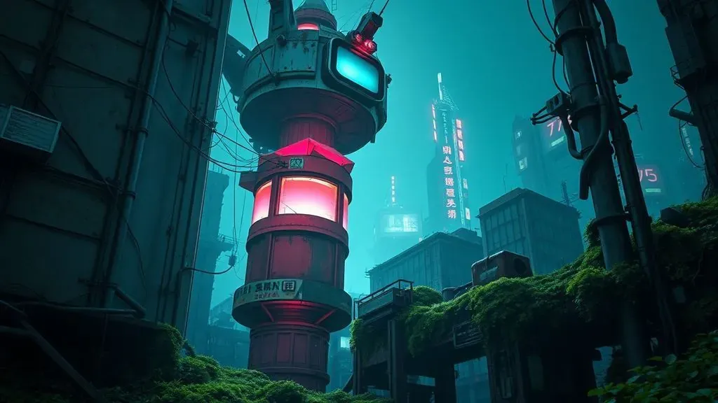 Vista exterior de la Torre Nakagin en Tokio mostrando sus icónicas cápsulas modulares oxidadas y desgastadas por el tiempo.