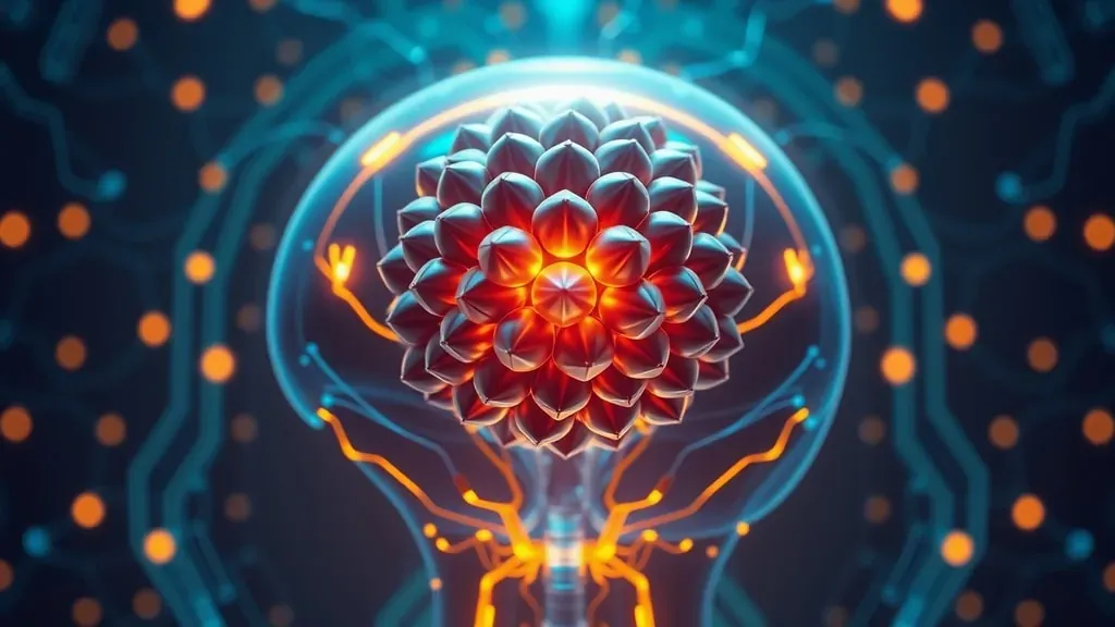 Una representación artística de la glándula pineal brillante dentro de un cráneo humano estilizado, simbolizando la conexión biológica con la luz.